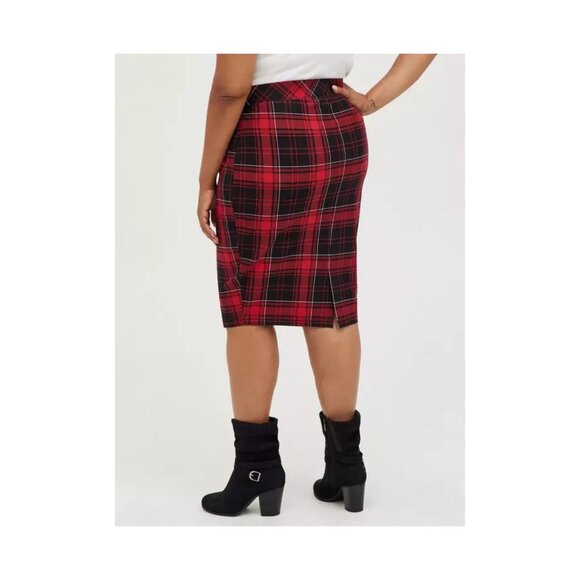 torrid Dresses & Skirts - GUC MIDI Studio Luxe Ponte Pencil Skirt Size 2x by Torrid black & red plaid